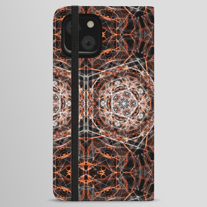 Liquid Light Series 56 ~ Orange & Grey Abstract Fractal Pattern iPhone Wallet Case