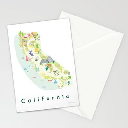 Illustrated Map of California Stationery Cards