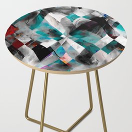geometric pixel square pattern abstract background in blue Side Table