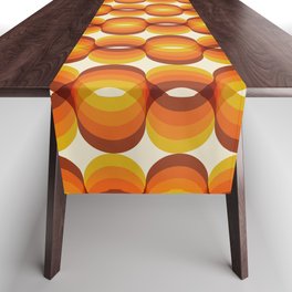 Orange, Brown, and Ivory Retro 1960s Wavy Pattern Table Runner