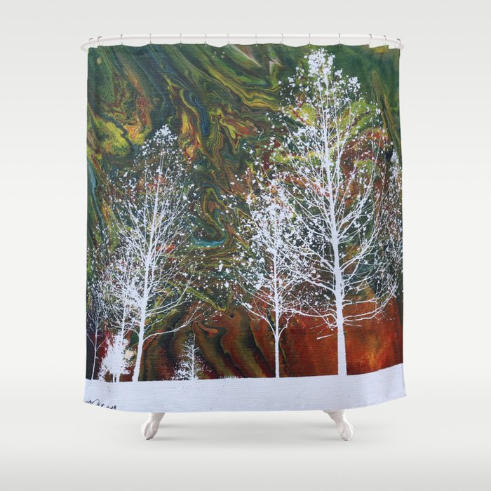 White Trees Shower Curtain
