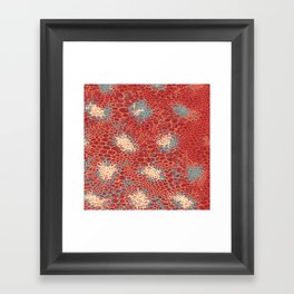 Boho dots and spots on red Framed Art Print