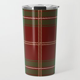 Red and Green Square Pattern Travel Mug