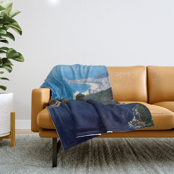 Brazil Photography - Dark Blue Bay By Rio De Janeiro Throw Blanket