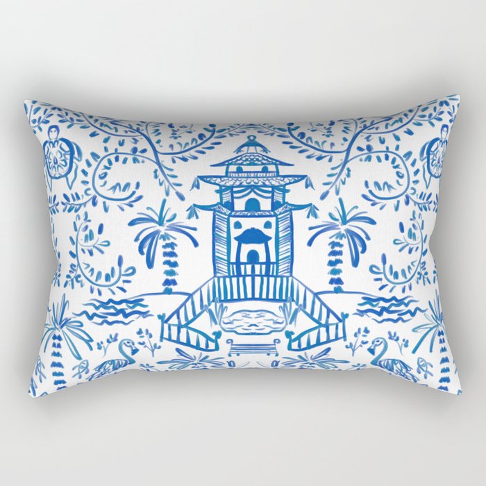 Coastal Chinoiserie  Rectangular Pillow