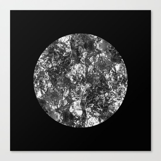 Silver Moon - Abstract, textured silver foil lunar design Canvas Print