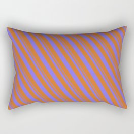 [ Thumbnail: Medium Slate Blue and Chocolate Colored Pattern of Stripes Rectangular Pillow ]
