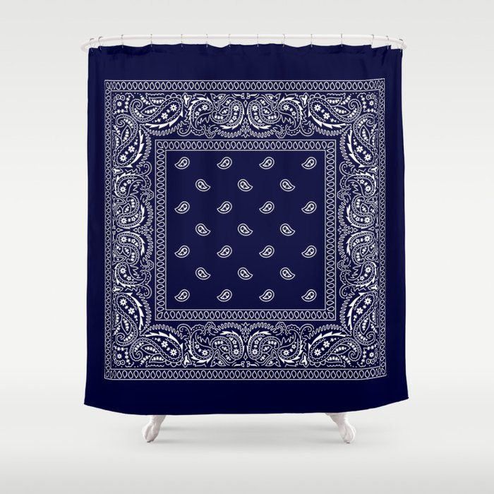 Bandana Navy Blue Southwestern Shower Curtain By Rosemarya