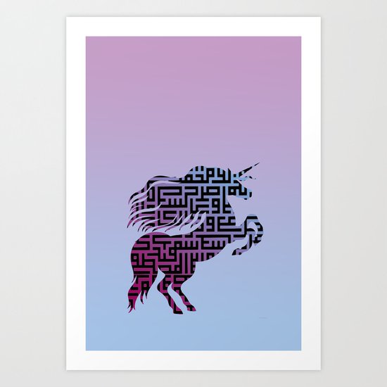 unicorn calligraphy Art Print