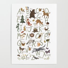 Woodland forest alphabet Poster