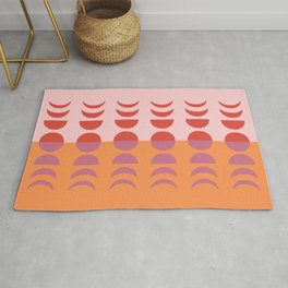 Moon Phases 27 in Red Pink Mauve Gold Area & Throw Rug