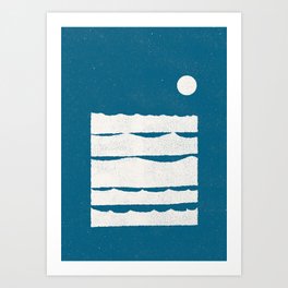 Waves: moonlight Art Print