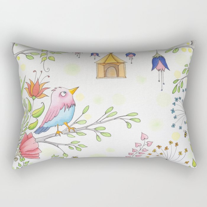 garden and bird Rectangular Pillow