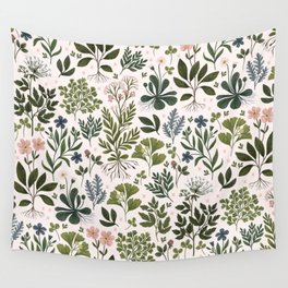 Herbarium ~ vintage inspired botanical art print ~ white Wall Tapestry