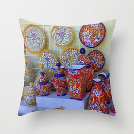 Spain Photography - Spanish Art On Plates And Vases Throw Pillow
