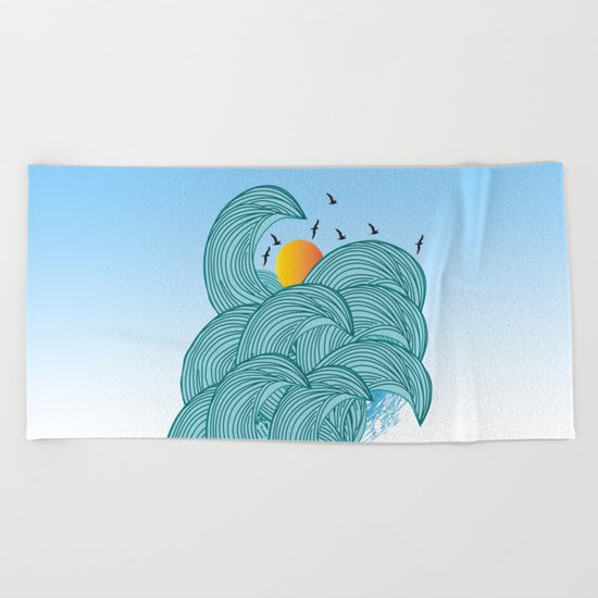 sea wave 4 Beach Towel