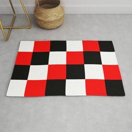 Black White Red Checker Pixel - Mandrake Area & Throw Rug
