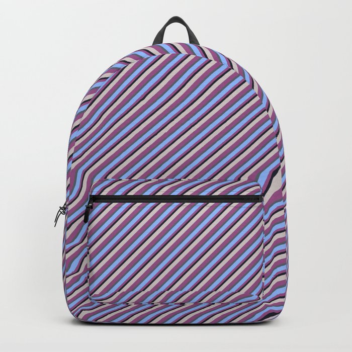 Light Lilac Blue Inclined Stripes Backpack