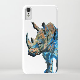Rhino! iPhone Case | Nursery, Blueandpink, Jungle, Adventure, Blue, Colorful, Illustration, Acrylic, Summer, Fatunicorn 