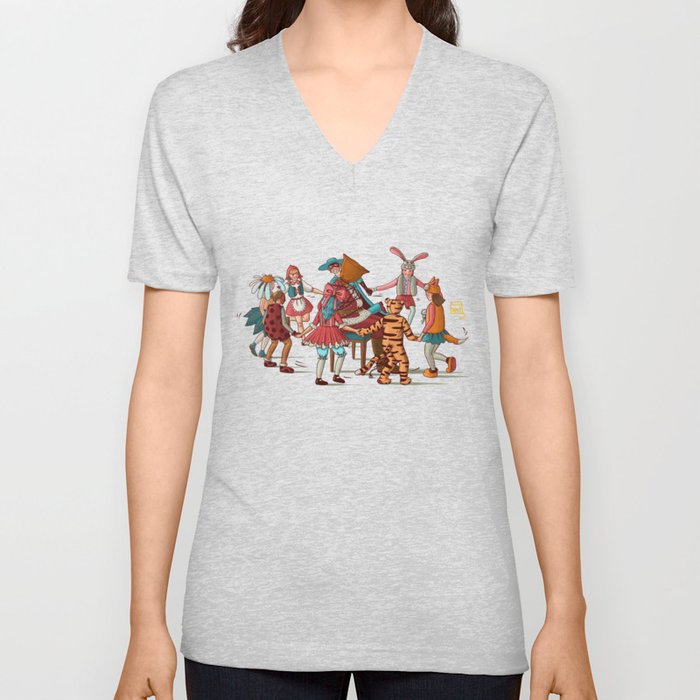Santa and children V Neck T Shirt