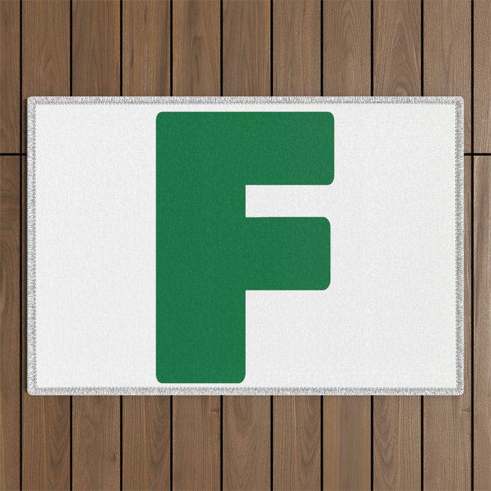 F (Olive & White Letter) Outdoor Rug