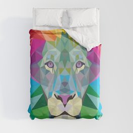 Geometric Rainbow Lion Duvet Cover