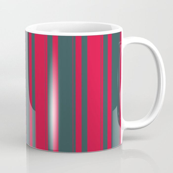 Dark Slate Gray & Crimson Colored Striped/Lined Pattern Coffee Mug