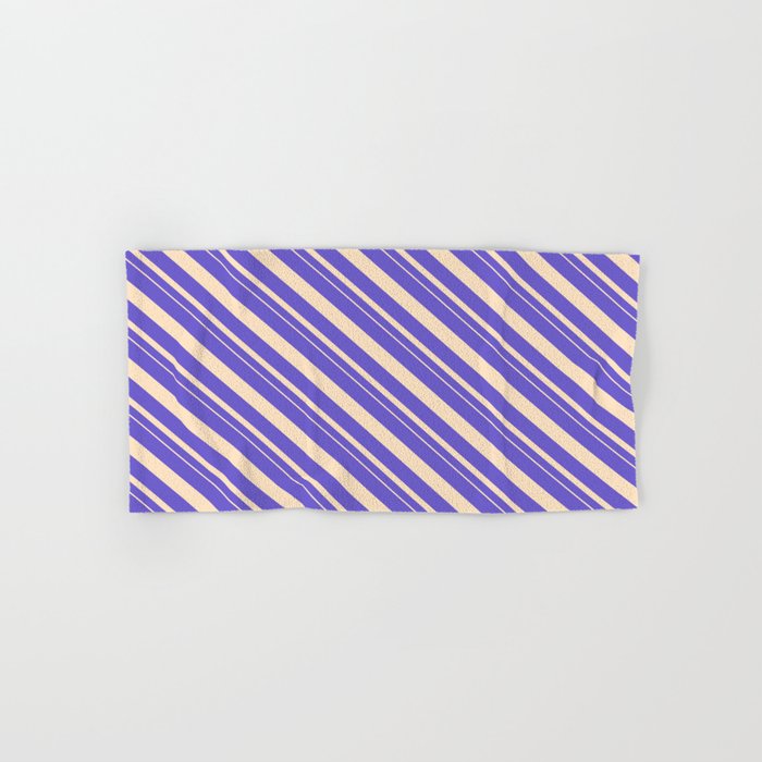 Slate Blue and Bisque Colored Stripes Pattern Hand & Bath Towel
