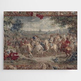 Antique 18th Century 'The March' Flemish Landscape Tapestry Jigsaw Puzzle