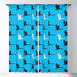 Flying Elegant Swan Pattern on Turquoise Background Blackout Curtain