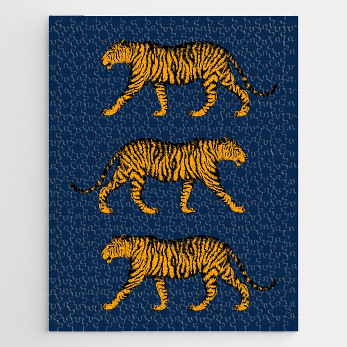 Tigers (Navy Blue and Marigold) Jigsaw Puzzle