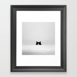 Water Please - Black and White Cat in Bathtub Framed Art Print