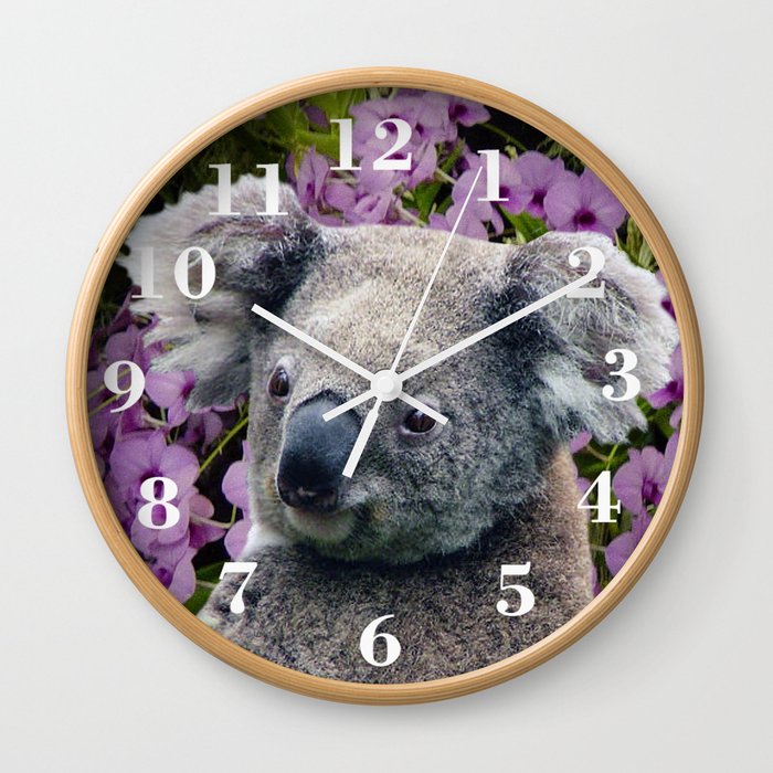 Koala and Orchids Wall Clock