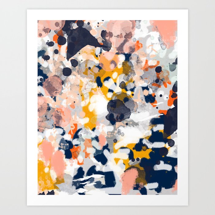 Stella Abstract Painting In Modern Fresh Colors Navy