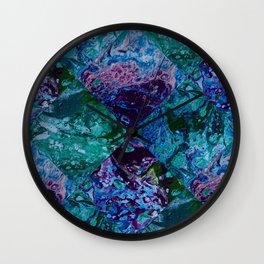 Psycho - Patchwork Quilt with Alternating Blue, Green, Purple Colors by annmariescreations Wall Clock