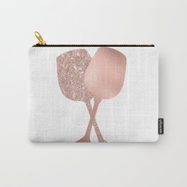 Wine Glasses Rose Gold Foil Metallic Glitter  Carry-All Pouch