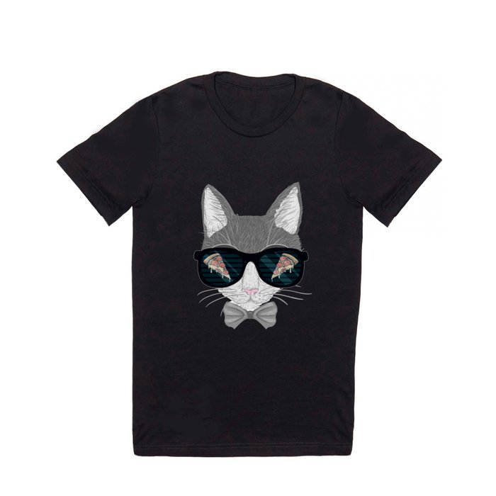 Cat in Pizza Shades T Shirt