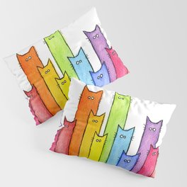 Cat Rainbow Watercolor Pattern Pillow Sham