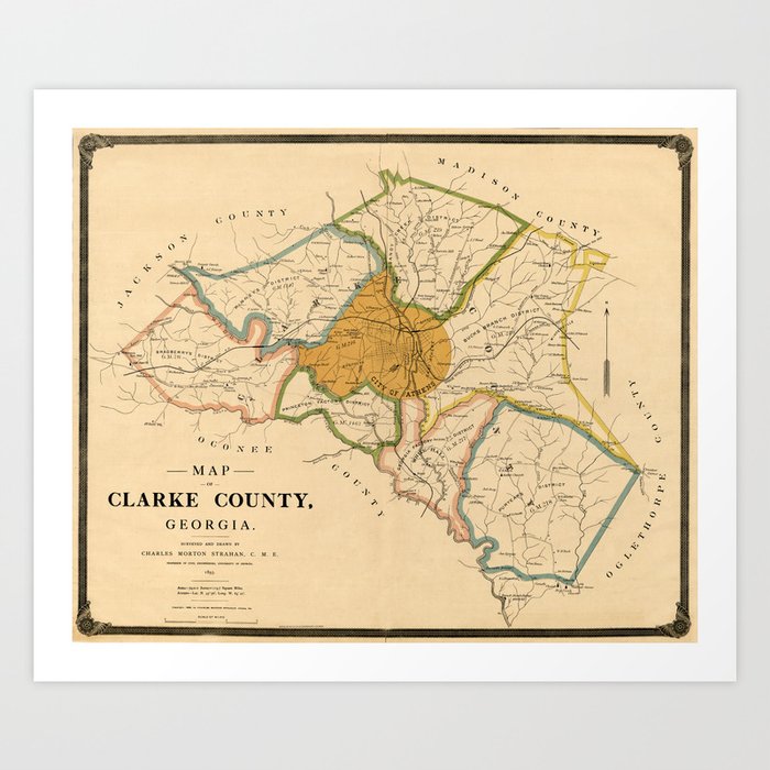 Map Of Athens Ga Map Of Athens Georgia 1893 Art Print By Vintage Maps & Prints | Society6