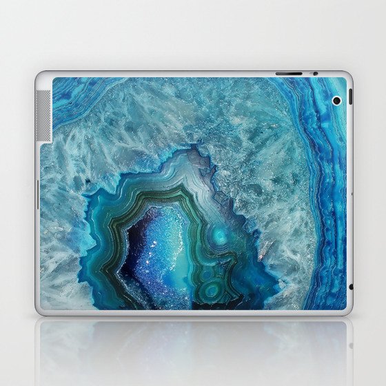 Aqua Turquoise Crystal Mineral Gem Agate Laptop & iPad Skin