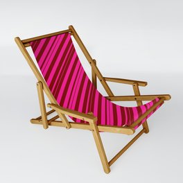 [ Thumbnail: Deep Pink and Maroon Colored Stripes/Lines Pattern Sling Chair ]