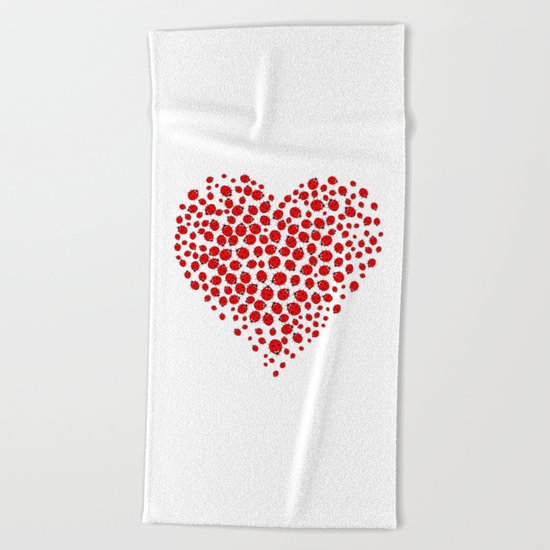 Ladybug heart Beach Towel