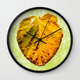 Old collard leaf Wall Clock