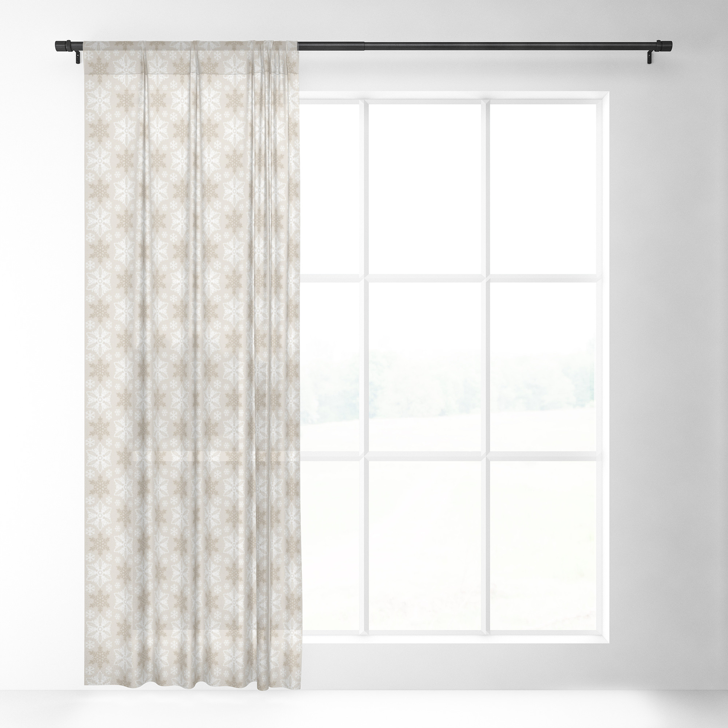 Neutral Color Snowflake Pattern Sheer Curtain By Designsoutofmind