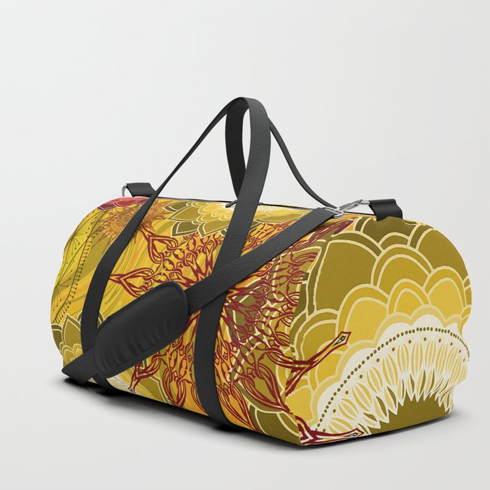 Yellow Orange Mandala Meditation pattern Art Design Duffle Bag