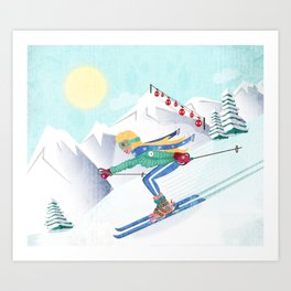 Skiing Girl Art Print