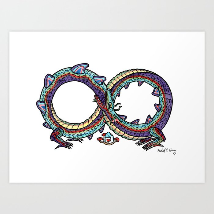 On The Strange Double Ouroboros Dragon Art Print By Michael C Hsiung Society6