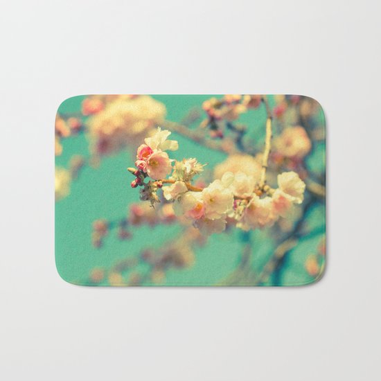 Pink blue blossom Bath Mat
