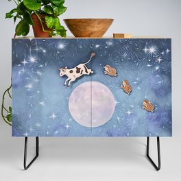 Cow and sheep jumping the moon Credenza