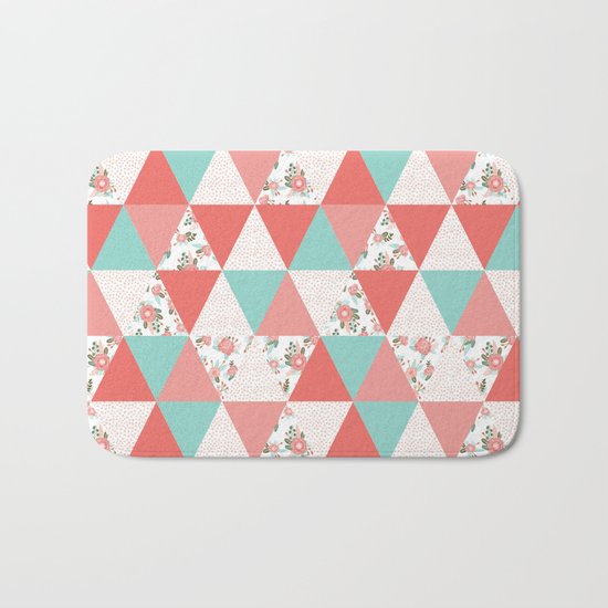Triangle quilt pattern cute florals dots cheater quilt blanket quilter must have cute baby shower Bath Mat